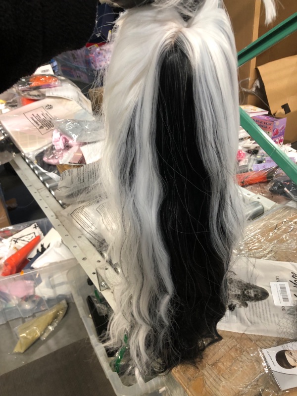Photo 4 of  Long Cosplay Black and White Wig Synthetic Wig Realistic Women Daily Use Colorful Wigs (Black and White)