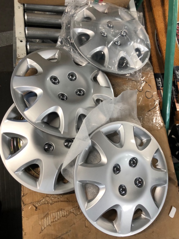 Photo 4 of KT Four ABS Plastic Silver Colored Hubcaps - 14 Inch Diameter