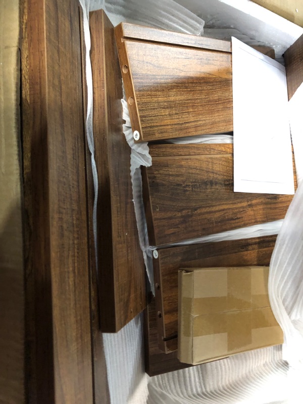Photo 1 of Alohappy Nightstand Mid-Century Modern Side Table with 2 Storage Drawers and Solid Wood t Table Dresser for Bedroom, Livingroom Brown Walnut Brown