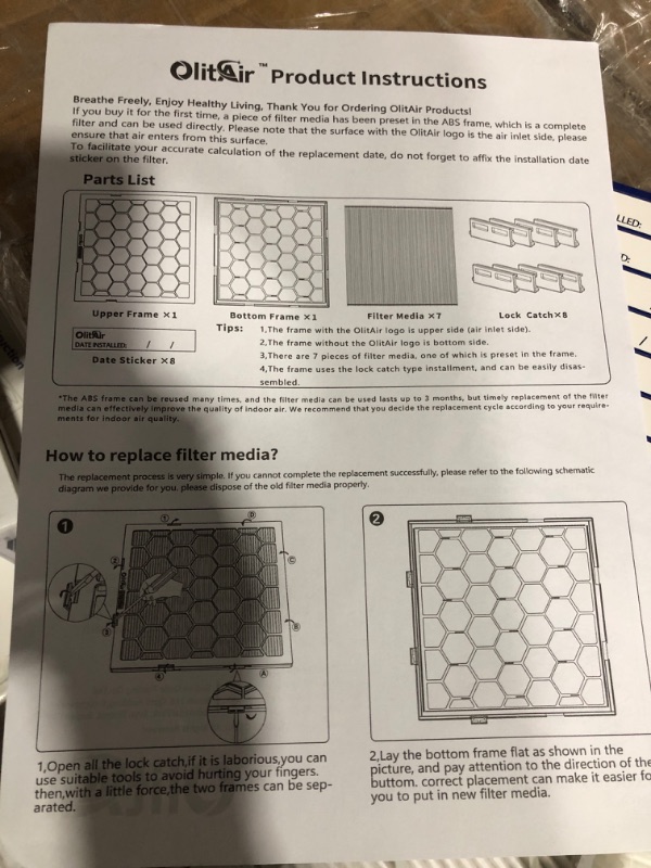 Photo 3 of * used * see all images * 
OlitAir 16x20x1 MERV 8 Air Filter,AC Furnace Air Filter