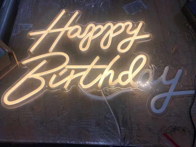 Photo 1 of ***MAJOR DAMAGE - SEE PICTURES***
Neon Happy Birthday Sign 