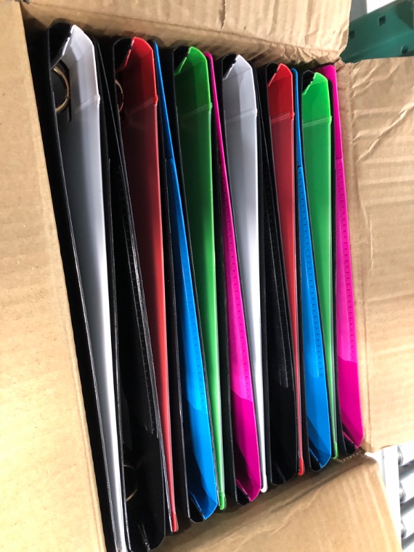 Photo 1 of WOT I Telescoping 3 Ring Binder - 12Packs, Flexible View Binder with Elastic Rubble Spine+Customized Front Cover+Clear Catalog Pocket+Heavy Duty Round Rings, Holds 160 Sheets 8.5x11 inch Paper With Front Cover-blue+green+red+pink 12pcs