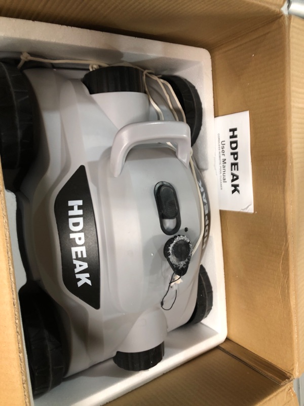 Photo 2 of **PARTS ONLY/NON-REFUNDABLE***
Cordless Robotic Pool Cleaner, HDPEAK Pool Vacuum Lasts 110 Mins Above/In-Ground Pools Up to 50 feet, Grey