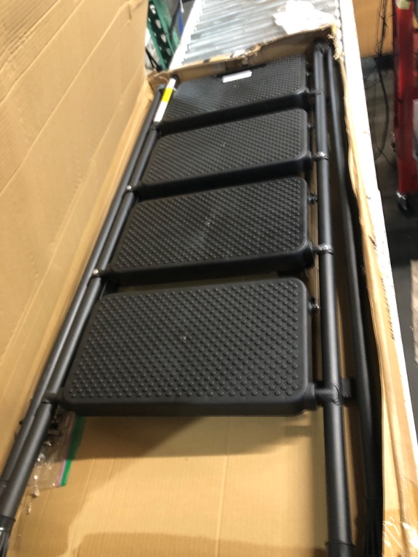 Photo 1 of ***DAMAGED - MISSING PARTS - FOR PARTS - NONREFUNDABLE - CANNOT BE ASSEMBLED***
4 Step Ladder, HBTower Folding Step Stool with Tool Platform, Wide Anti-Slip Pedal, Black