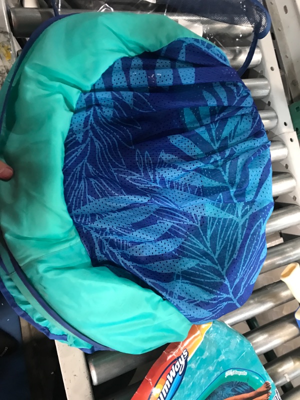 Photo 1 of SwimWays Spring Float Original Pool Lounge Chair with Hyper-Flate Valve, Teal Palm Graphic - Aqua