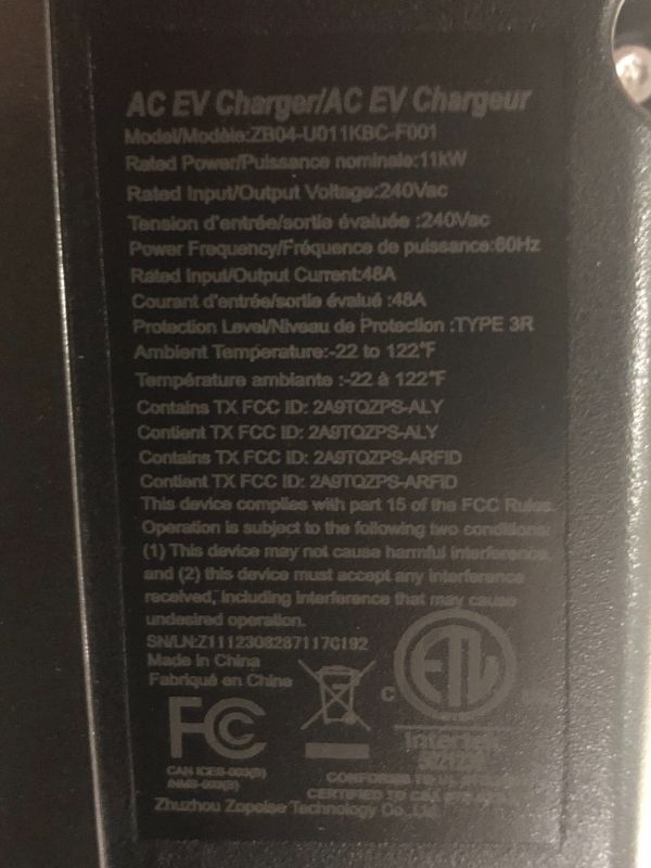 Photo 6 of ***UNABLE TO TEST***
Aimiler EV Charger Level 2, 48A 240V 11.5KW Smart Electric Vehicle Charger with NEMA 14-50P, 25ft-Cable ETL UL Listed