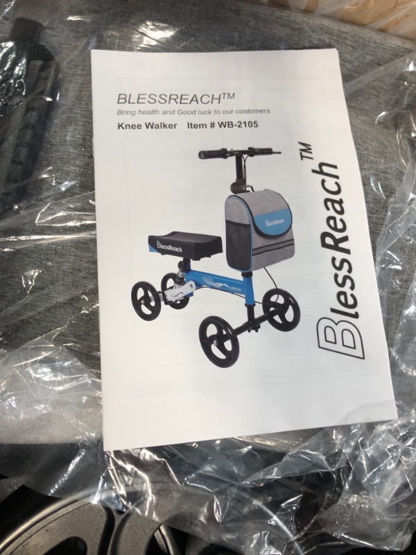 Photo 4 of BlessReach Steerable Knee Walker Deluxe Medical Scooter for Foot Injuries Adult Compact Crutches (WB-2105 Black)