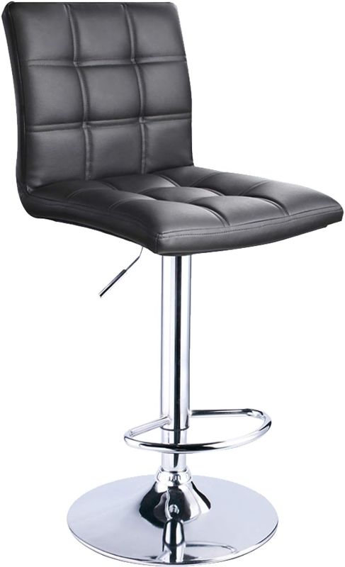 Photo 1 of *MINOR DAMAGE*
Leopard Bar Stools, Modern PU Leather Adjustable Swivel Bar Stool with Back, (Black)