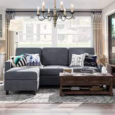 Photo 1 of (Partial  Set Box out of of 2)  Set hintenchi Convertible Sectional Sofa Couch,  (Dark Grey)
