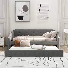 Photo 1 of **NONREFUNDABLE**FOR PARTS OR REPAIR**SEE NOTES**
Harper & Bright Designs Twin Daybed with Trundle , Upholstered Daybed with Trundle, Twin Size Trundle Daybed Sofa Bed for Bedroom Living Room ,No Box Spring Needed, Gray