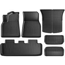 Photo 1 of Maysoo Tesla Model Y Floor Mats, Tesla Model Y 5-Seat 2020-2023 Accessories, All Weather Floor Mat Front Rear Cargo Liner Mat, Heavy Duty Floor Mats (Set of 6) Model Y floor mats (set of 6)