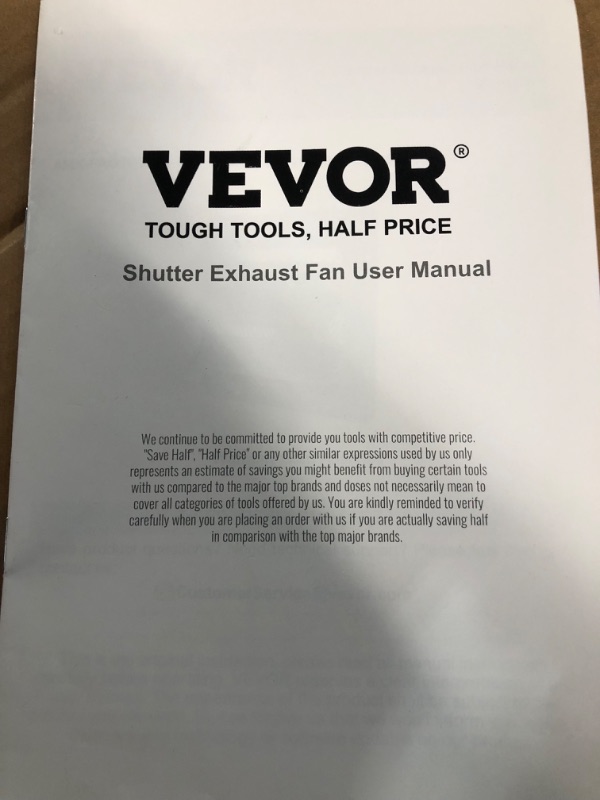 Photo 2 of Stock photo for reference
VEVOR Shutter Exhaust Fan, 10'' with Temperature Humidity Controller, EC-motor, 940 CFM, 