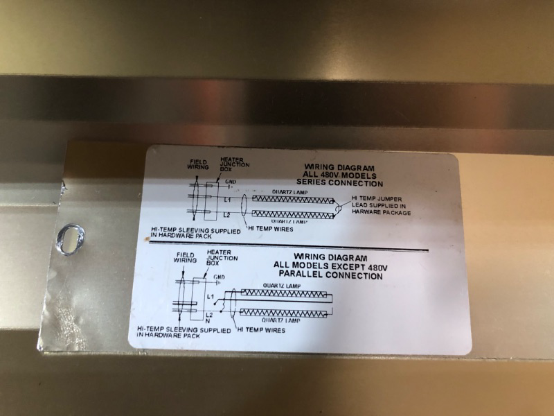 Photo 5 of **FOR PARTS ONLY**
TPI Corporation, OCH2-55-240V, Fostoria, OCH2 Quartz Tube Electric Indoor/Outdoor Infrared 