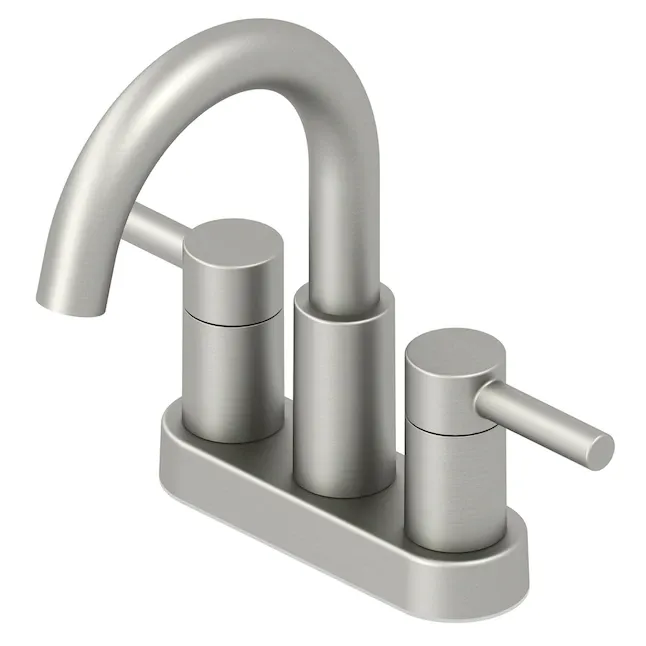 Photo 1 of *USED* allen + roth Harlow Brushed Nickel Pvd 4-in centerset 2-handle Bathroom Sink Faucet with Drain 