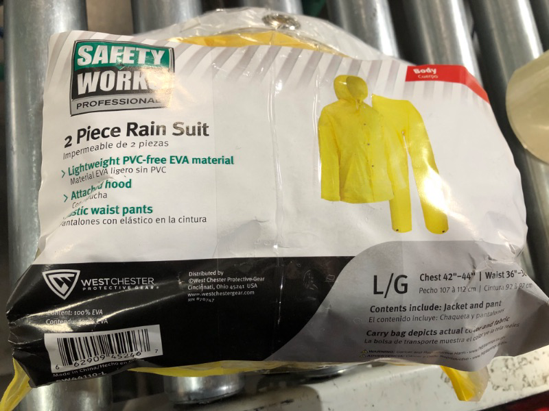 Photo 4 of **PARTS ONLY** Safety Works 2-Piece Men's Large Yellow Rain Suit