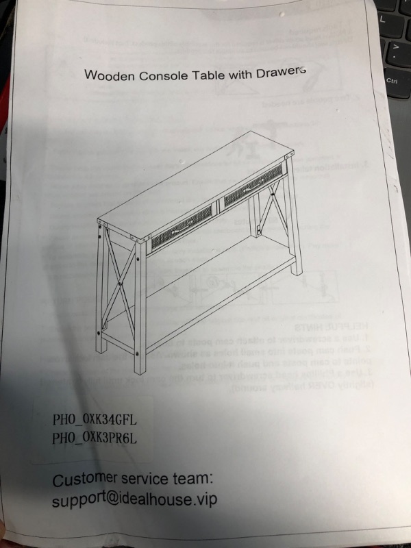 Photo 5 of ***NOT FUNCTIONAL - FOR PARTS - NONREFUNDABLE - SEE NOTES***
IDEALHOUSE Console Table with 2 Drawers, Farmhouse Entryway Table Storage Shelf, Grey