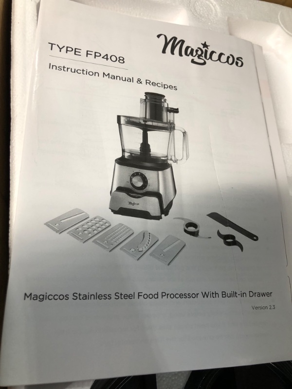 Photo 6 of ***BLADES MISSING - OTHER PARTS LIKELY MISSING AS WELL***
Magiccos 14-Cup French-Fry-Cutter Storage-Drawer Food-Processors - Large Feed Chute