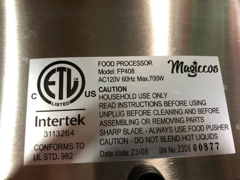 Photo 5 of ***BLADES MISSING - OTHER PARTS LIKELY MISSING AS WELL***
Magiccos 14-Cup French-Fry-Cutter Storage-Drawer Food-Processors - Large Feed Chute