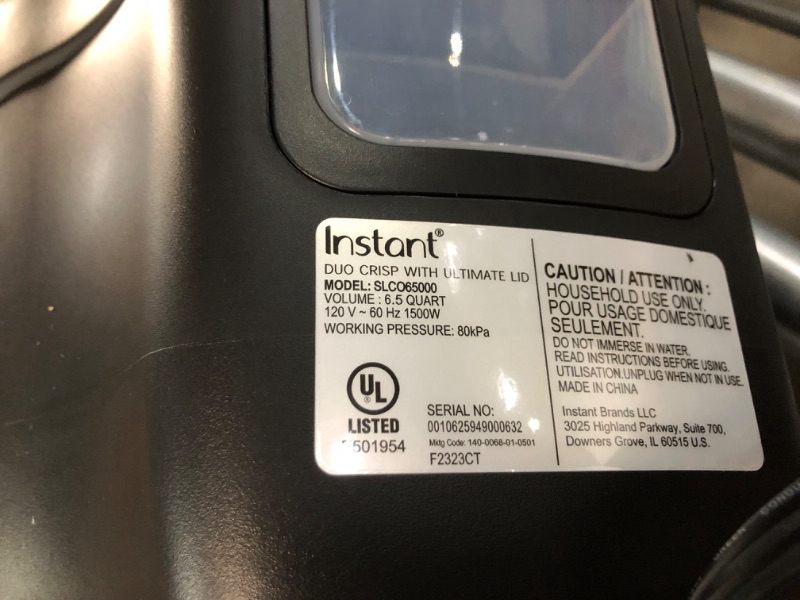 Photo 4 of (USED AND DMAGED) Instant Pot Duo Crisp Ultimate Lid, 13-in-1 Air Fryer and Pressure Cooker  6.5QT Ultimate