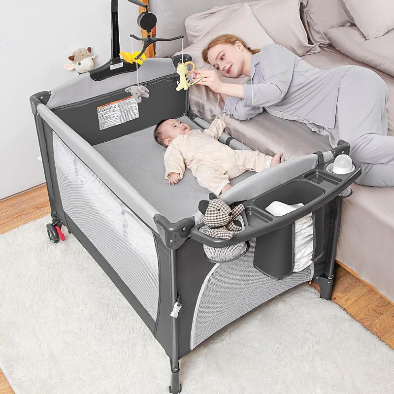 Photo 1 of **USED**Stock photo for reference**
Mereryi 5-in-1 Pack and Play Portable Crib for Baby,Multifunction Bedside Crib from Newborn 