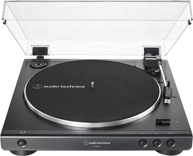 Photo 1 of Audio-Technica AT-LP60X-BK Fully Automatic Belt-Drive Stereo Turntable, Black, Hi-Fi, 2 Speed