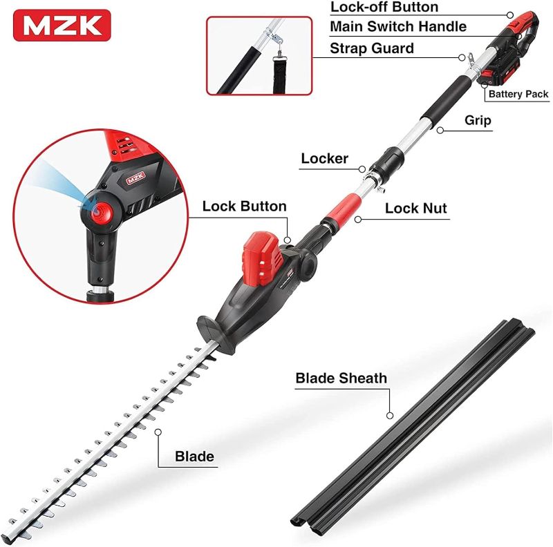 Photo 1 of **MISSING CHARGER**
MZK 20V MAX 22.4-inch Cordless Pole Hedge Trimmer 8-Feet Reach