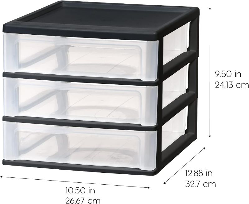 Photo 1 of IRIS USA 3-Drawer Desktop Organizer for Office, Files & Supplies, Medium, Black