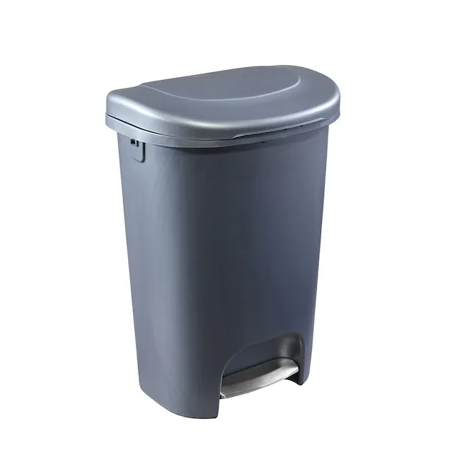 Photo 1 of **PARTS ONLY** Rubbermaid 13-Gallons Gunmetal Blue Plastic Kitchen Trash Can with Lid