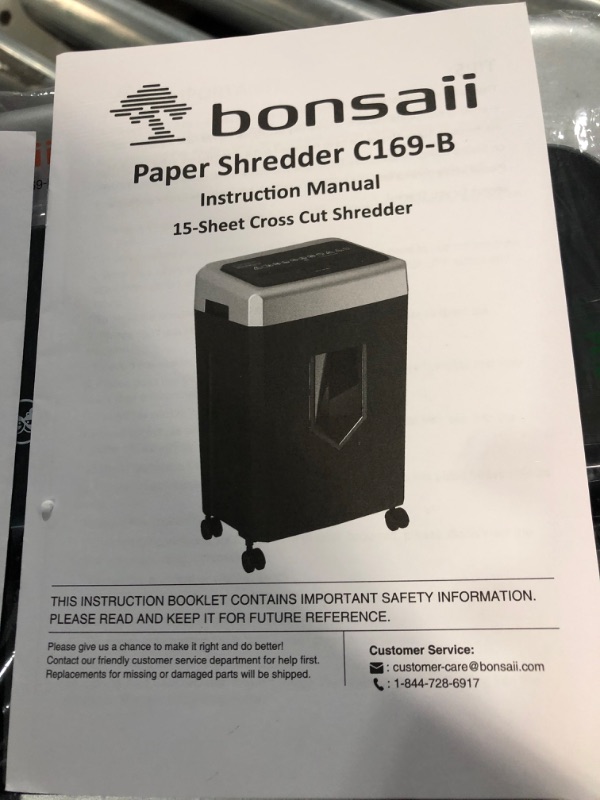 Photo 3 of Bonsaii 15-Sheet Office Paper Shredder, 40 Mins Heavy Duty Shredder 5 Gal Pullout Bin 