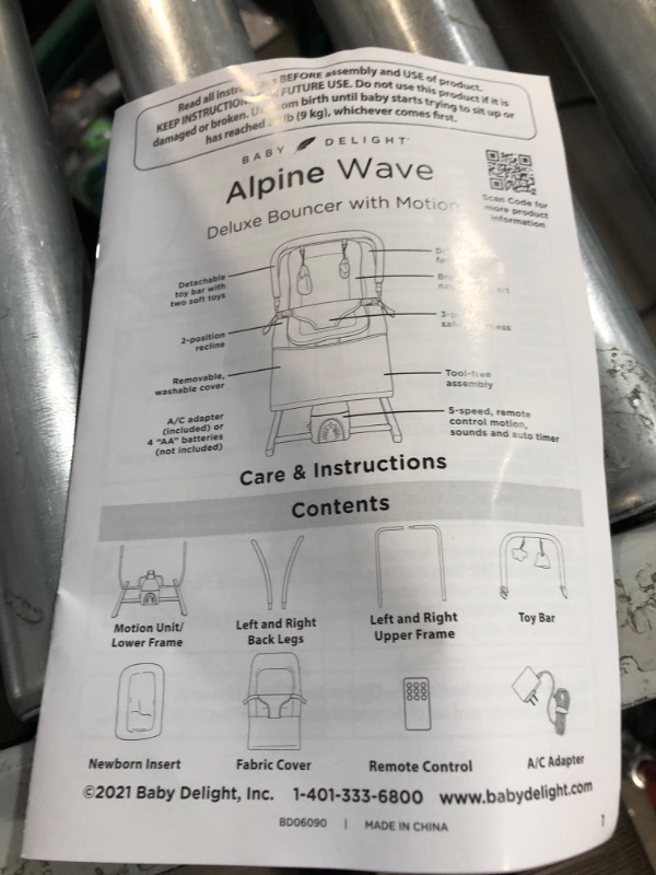 Photo 1 of Baby Delight Alpine Wave Deluxe Portable Bouncer | Automated Motion Baby Bouncer Grey
