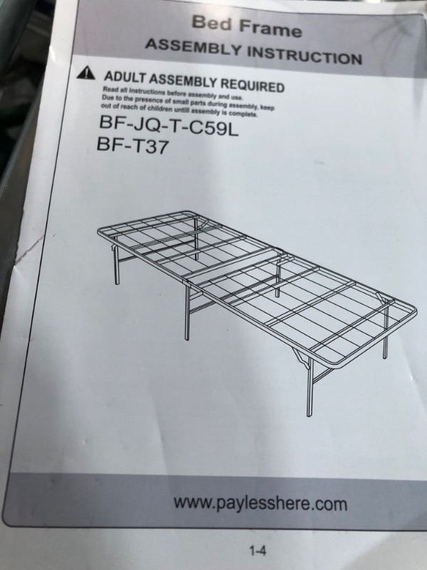 Photo 4 of Bed Frame, Foldable Metal Platform Bed Frame Foundation Box 14 Inch High, Black, Twin 