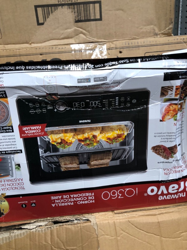 Photo 3 of **NO REFUNDS, FOR PARTS ONLY, BROKEN**Nuwave TODD ENGLISH iQ360 Digital Smart Oven, 20-in-1 Convection Infrared Grill Griddle Combo, 34-Qt Mega Capacity, 1800 Watts, Adjustable Triple Surround Heat Zones, Smart Thermometer, WIFI Enabled Black Grill Griddl