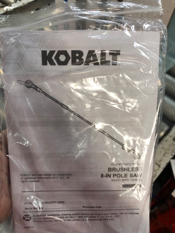 Photo 3 of ***POWERS ON - USED AND DIRTY***
Kobalt 24-Volt 8-in Cordless Electric Pole Saw 2 Ah (Battery Included and Charger Included)