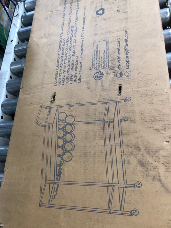 Photo 2 of Lifewit Bar Cart, Home Bar Serving Cart, 2 Tier Drink Cart with 9 Wine Bottle Racks, 31.5" x 13" x 34.6", Gold Gold & Marble