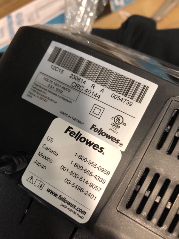 Photo 2 of **PARTS ONLY NO REFUNDS DOES NOT POWER ON** Fellowes 12C15 12 Sheet Cross-Cut Paper Shredder for Home and Office with Safety Lock 12 Sheet Paper Shredder