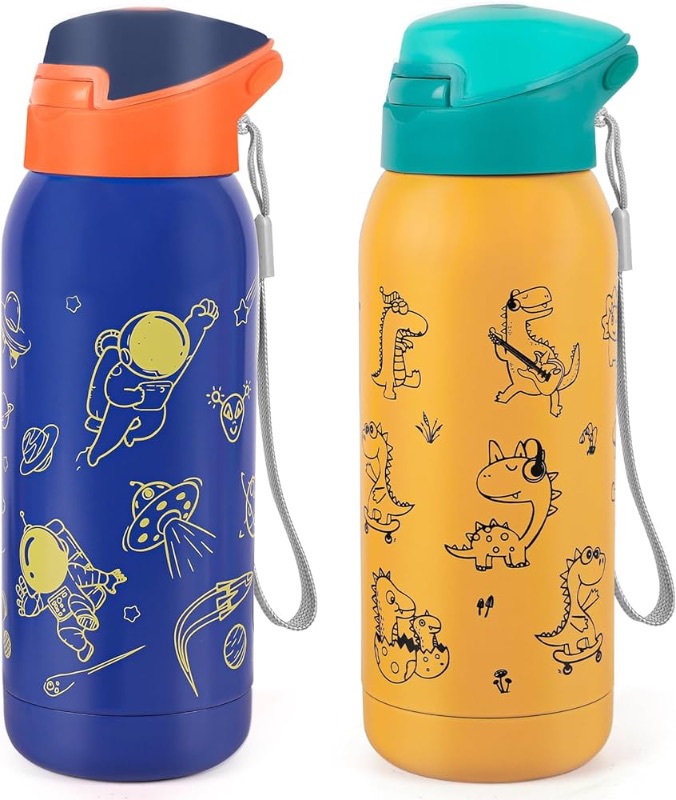 Photo 1 of ***READ NOTES***** *NON-REFUNDABLE* Kids Water Bottle with Straw 12 oz, 2 Pack Insulated Water Bottle