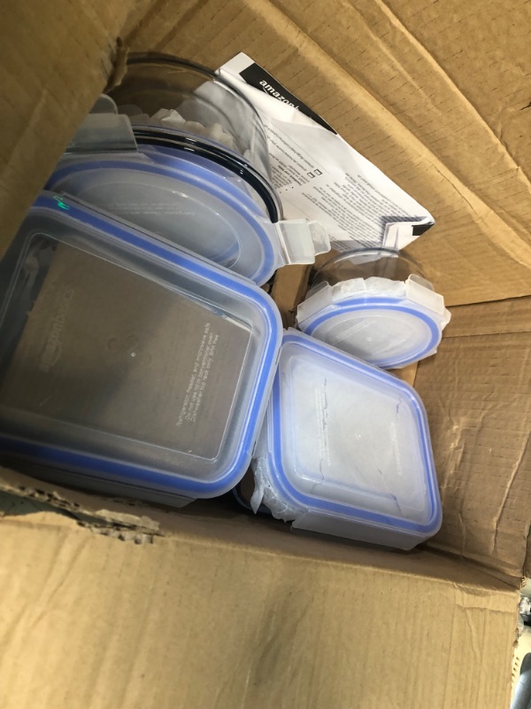 Photo 2 of ***missing items***Amazon Basics Glass Locking Lids Food Storage Containers, 14-Piece Set