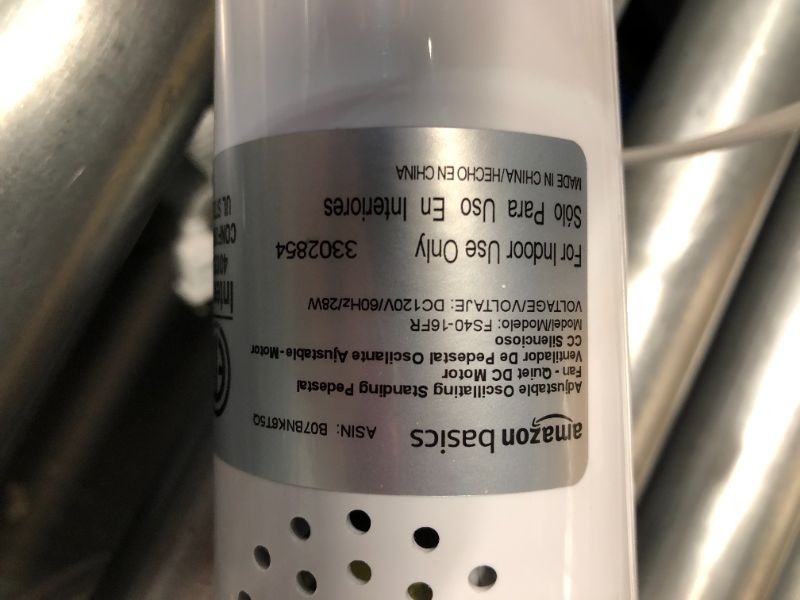 Photo 6 of ***NONREFUNDABLE - NOT FUNCTIONAL - FOR PARTS ONLY - SEE COMMENTS***
Amazon Basics Oscillating Dual Blade Standing Pedestal Fan with Remote - Quiet DC Motor, 16-Inch