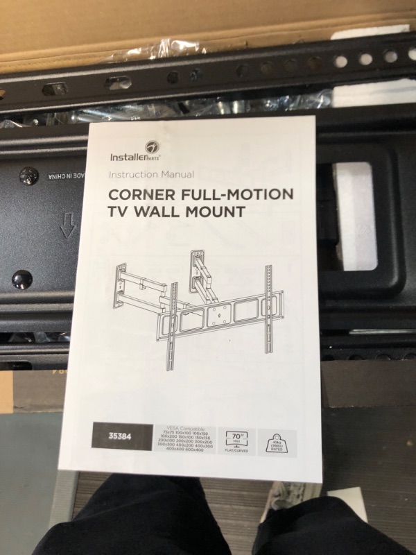 Photo 3 of InstallerParts 32"-70" TV Corner Mount – Swivel/Tilt – 20" Dual Extension Arm – Heavy Duty LCD LED TV Monitor Flat Panel Screen, 6ft HDMI Cable