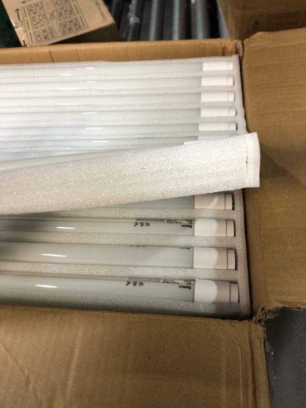 Photo 2 of ***USED - UNABLE TO TEST***
Sunco Lighting 50 Pack T8 LED 4FT Tube Light Bulbs Ballast Bypass Fluorescent Replacement 5000K Daylight 18W Frosted Cover