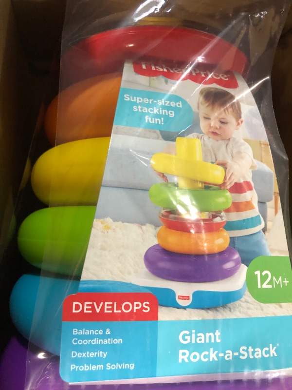 Photo 3 of Fisher-Price Giant Rock-a-Stack Baby Toy, 14+ Inches Tall, Multi-