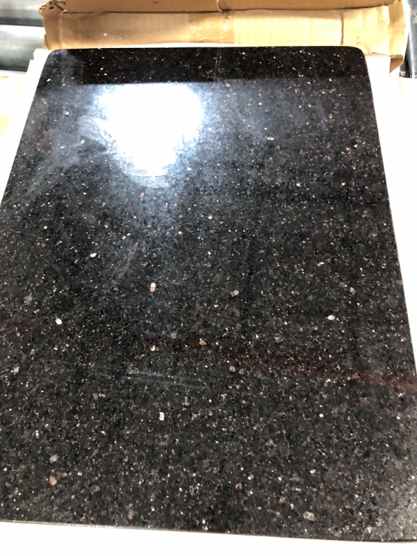 Photo 3 of Yew & Tulip Natural Granite Chopping Board - Black Galaxy Granite Cutting Board with Non-Slip Rubber Feet - Luxury Stone Pastry Board for Kitchen