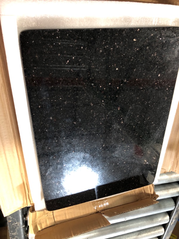 Photo 2 of Yew & Tulip Natural Granite Chopping Board - Black Galaxy Granite Cutting Board with Non-Slip Rubber Feet - Luxury Stone Pastry Board for Kitchen