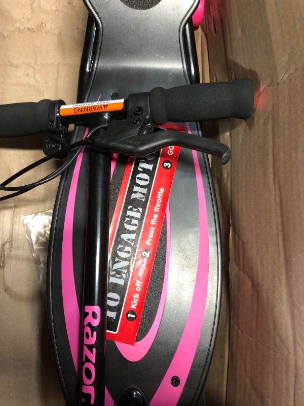 Photo 3 of Razor Power Core E90 Electric Scooter - Hub Motor, Up to 10 mph and 80 min Ride Time, for Kids 8 and Up Scooter + Helmet, Magenta Pink Standard Packaging