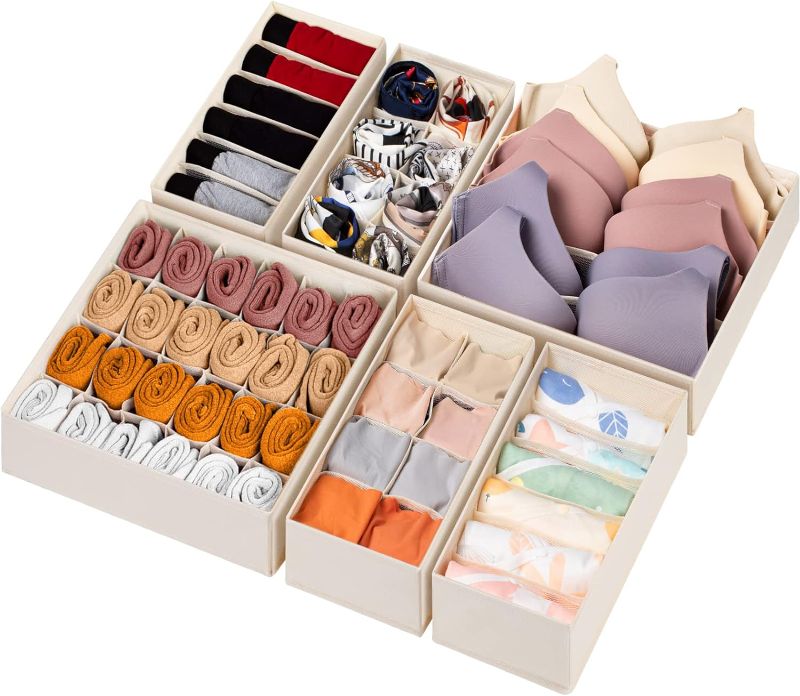 Photo 1 of ***READ NOTES***6 Pack Sock Underwear Drawer Organizer Dividers, 58 Cell Foldable 