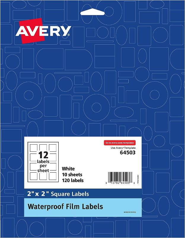 Photo 1 of Avery Printable Waterproof Labels, 120ct 2" x 2" Square