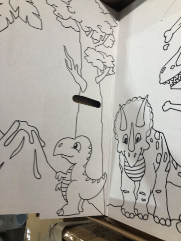Photo 1 of Easy Playhouse Cardboard Dinosaur House - Kids Art & Craft for Indoor & Outdoor Fun, Color Dino Species [Amazon Exclusive]