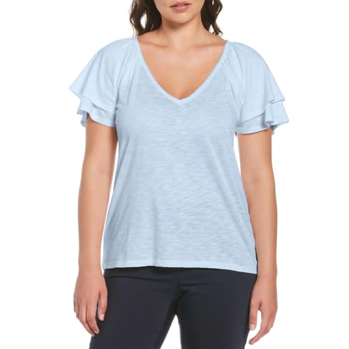 Photo 1 of Rafaella Ladies Knit V-Neck Top (Small, Wind Surfer Blue)
