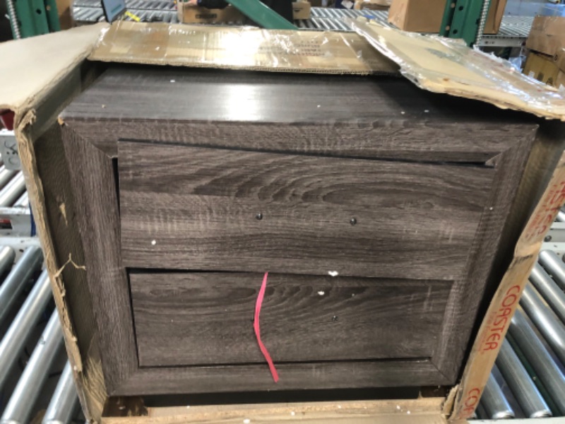 Photo 2 of **FOR PARTS ONLY** DAMAGED  
Coaster Furniture Watson 2-Drawer Grey Oak Nightstand 23.5" D x 16.25" W x 24.75" H 