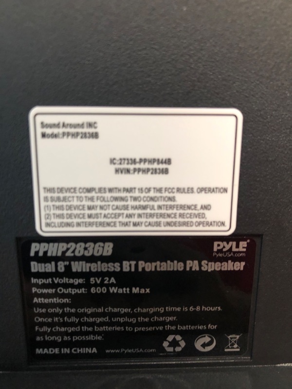 Photo 4 of (PARTS ONLY) Pyle Bluetooth PA Speaker System 